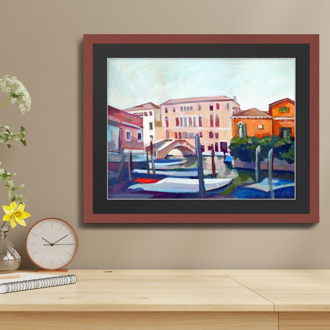 Poster Peinture de bateaux de Dorsoduro, Venise, IT (Créateur téléchargé)