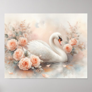 Poster Peinture de beau cygne