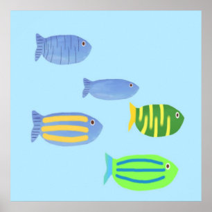 Poster peinture de beaux poissons