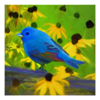 Peinture de Bunting Indigo - Art original pour ois