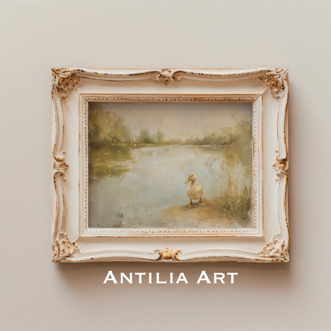 Poster Peinture de canard à côté du lac Paysage de printe (Créateur téléchargé)