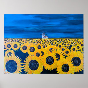Poster Peinture de champ de tournesol par Alfred Fox
