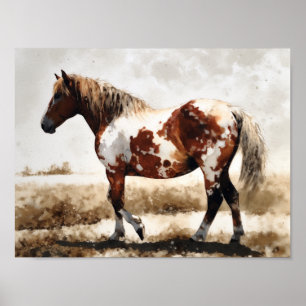 Poster Peinture de cheval Mustang Pinto