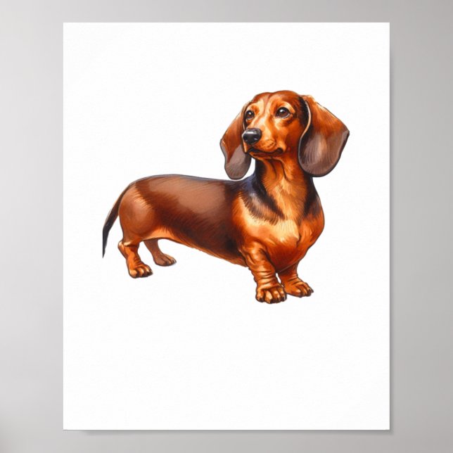 Poster Peinture de Dachshund - Peinture d'aquarelle de ch (Devant)