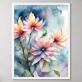 Poster peinture de fleurs tristesse reste gracieuse en la