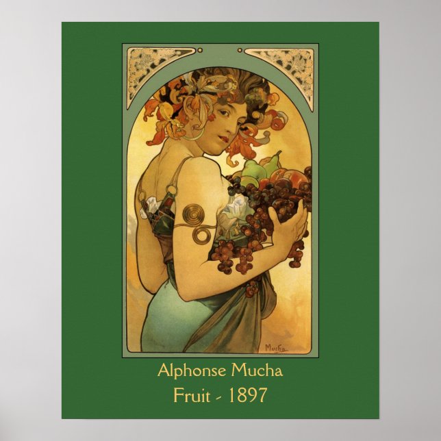 Poster Peinture de fruits Alphonse Mucha (Devant)