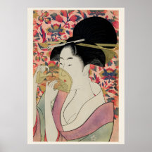 Peinture de geisha de l'ère Edo Fleurs et Beauté