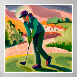 Poster Peinture de golfeurs - Art Print