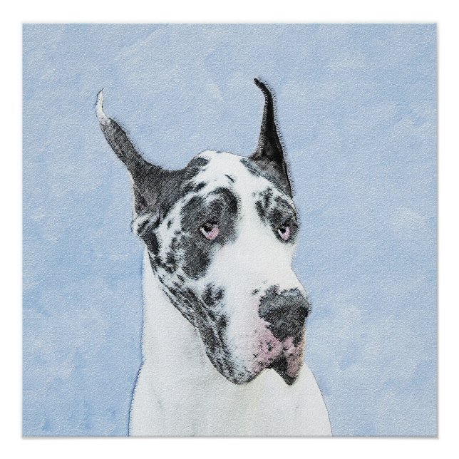 Poster Peinture de Great Dane (Arlequin) - Art original d (Devant)