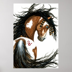 Poster Peinture de guerre majestueuse de cheval de Pinto