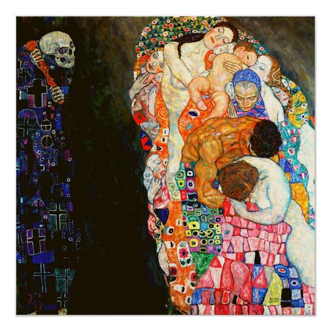 Poster Peinture de Gustav Klimt sur Death and Life. (Devant)