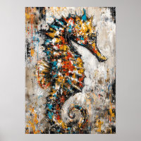 Peinture de hippocampe expressionniste abstraite c