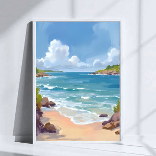 Poster Peinture de la baie de la plage du Cap Cod Océan