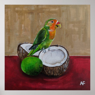 Poster Peinture de la fête tropicale de l'inséparable par