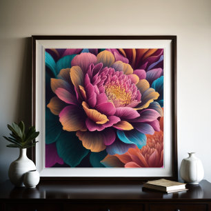 Poster Peinture de la fleur proche
