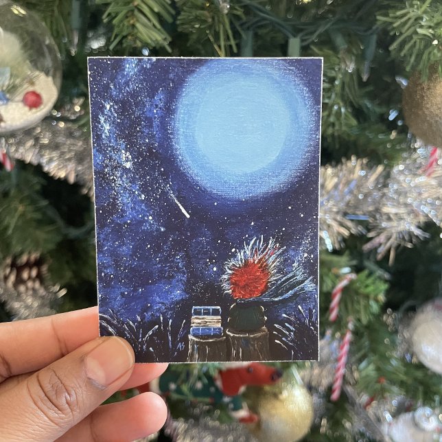 Poster Peinture de la Lune et des Étoiles Bleu Nuit Lectu (Créateur téléchargé)