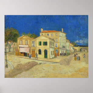 Poster Peinture de la Maison Jaune de Van Gogh avec Ciel