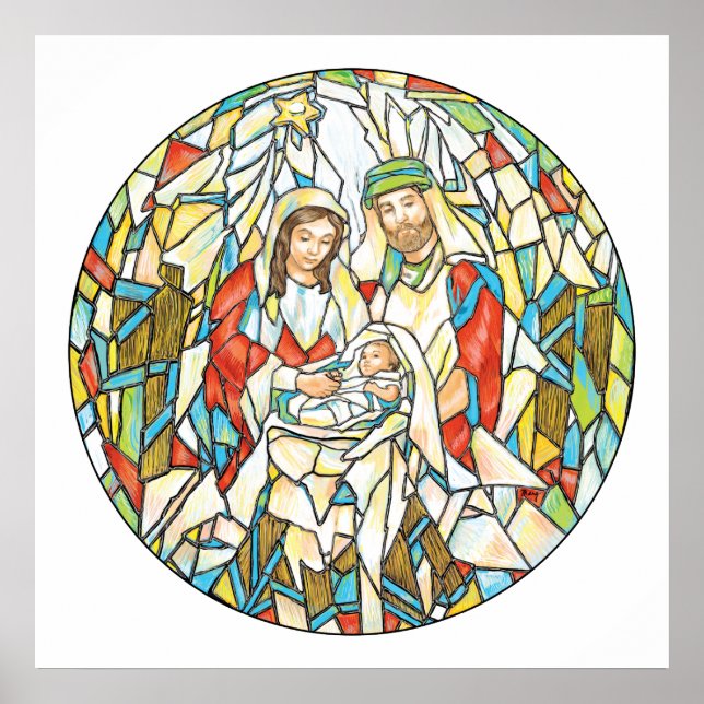 Poster Peinture de la nativité en verre tendu (Devant)