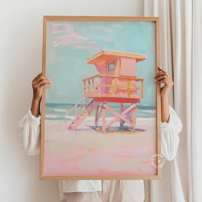 Poster Peinture de la tour de garde côtière, Plage Wall A (Créateur téléchargé)