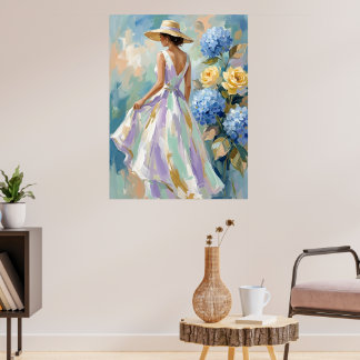 Poster Peinture de mode florale d'hortensia