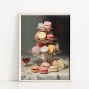 Poster Peinture de nature morte de macarons français, des