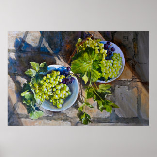 Poster Peinture de nature morte de raisin vert