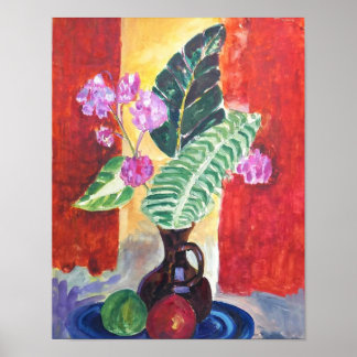 Poster Peinture de nature morte florale vibrante - Art mu