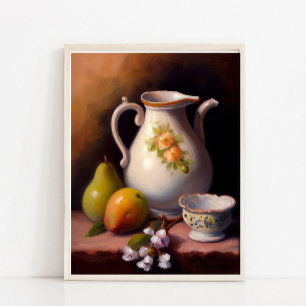 Poster Peinture de nature morte sombre et lunatique, Natu