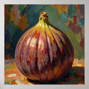 Poster Peinture de nature morte vibrante de figue