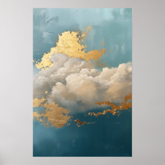 Poster Peinture de nuage & détails d'or