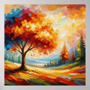 Poster Peinture de Paysage avec des Couleurs Vives