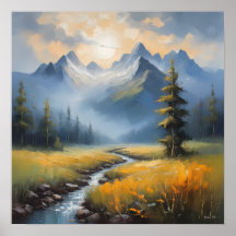 Peinture de paysage sereine - Nature paisible