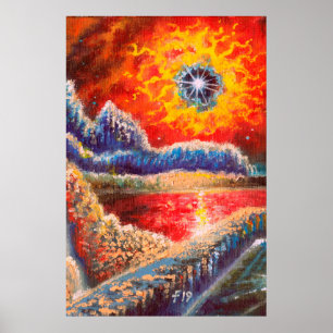 Poster Peinture de paysage Wi-Fi Sci