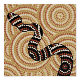 Poster Peinture de points de serpent autochtone