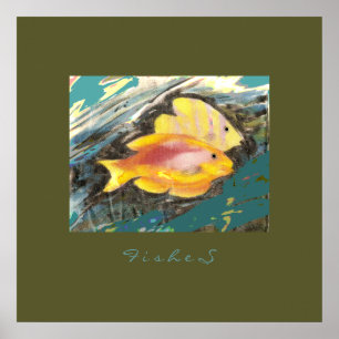 Poster peinture de poissons
