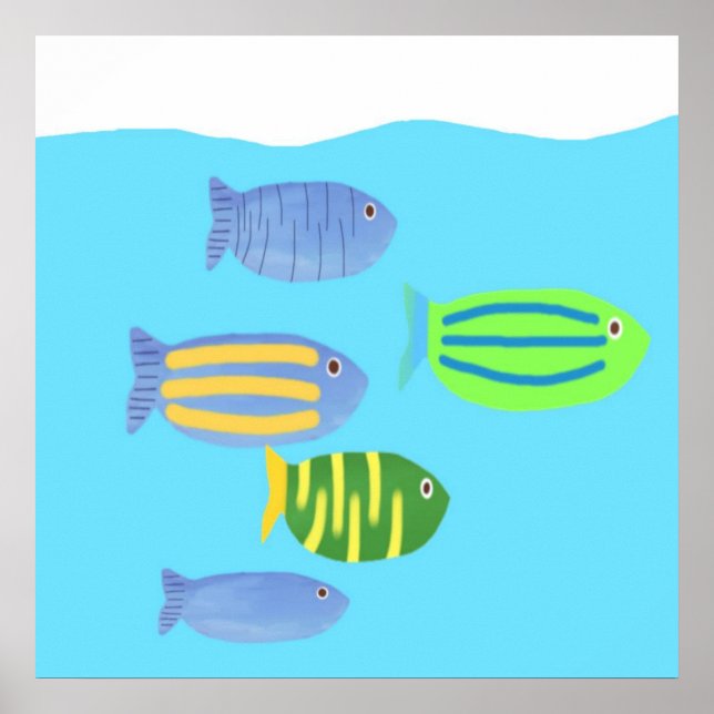 Poster peinture de poissons (Devant)