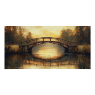 Poster Peinture de pont vintage sur la rivière Campagne 