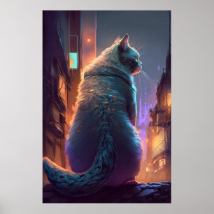 Poster Peinture de portrait animal chat Caractère animal