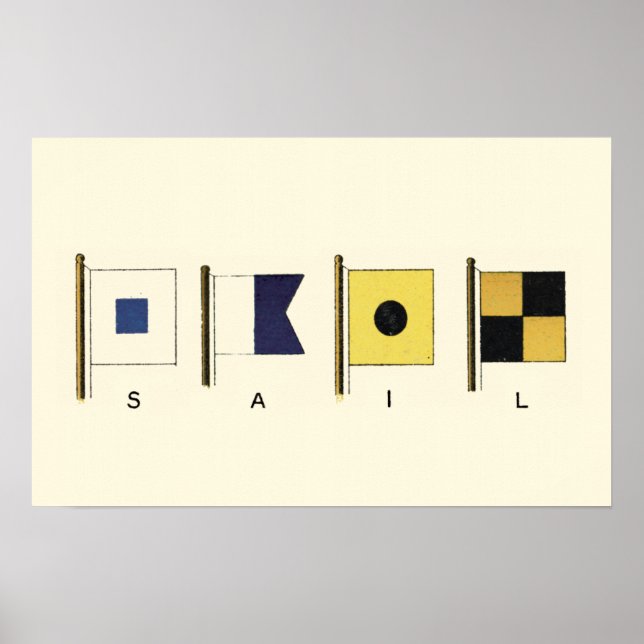 Poster Peinture de quatre drapeaux avec voile écrite sous (Devant)