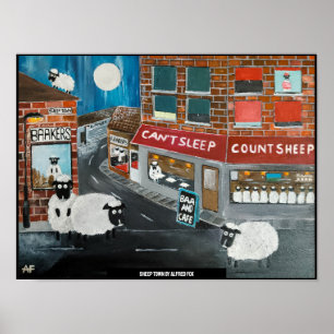 Poster Peinture de Sheep Town par Alfred Fox