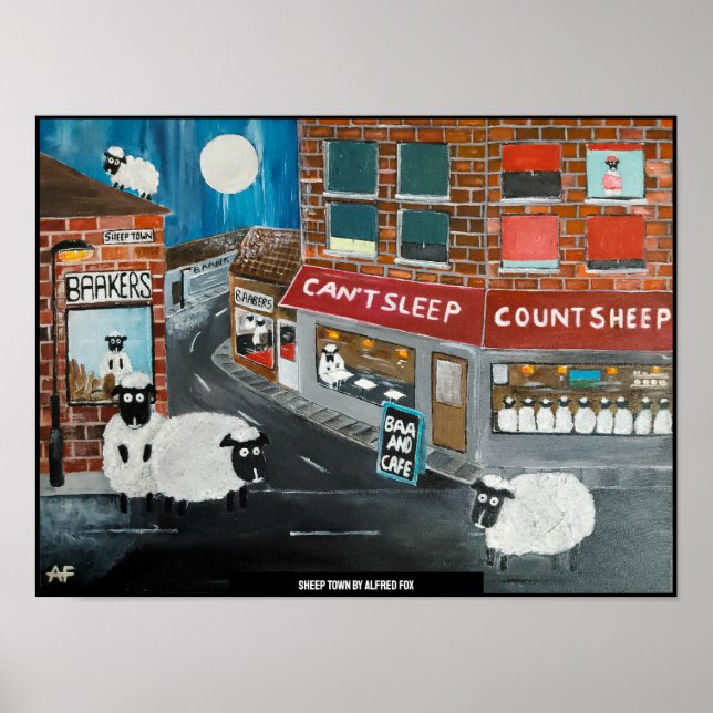 Poster Peinture de Sheep Town par Alfred Fox (Devant)