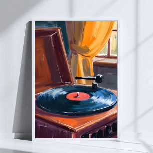 Poster Peinture de tourne-disque vintage