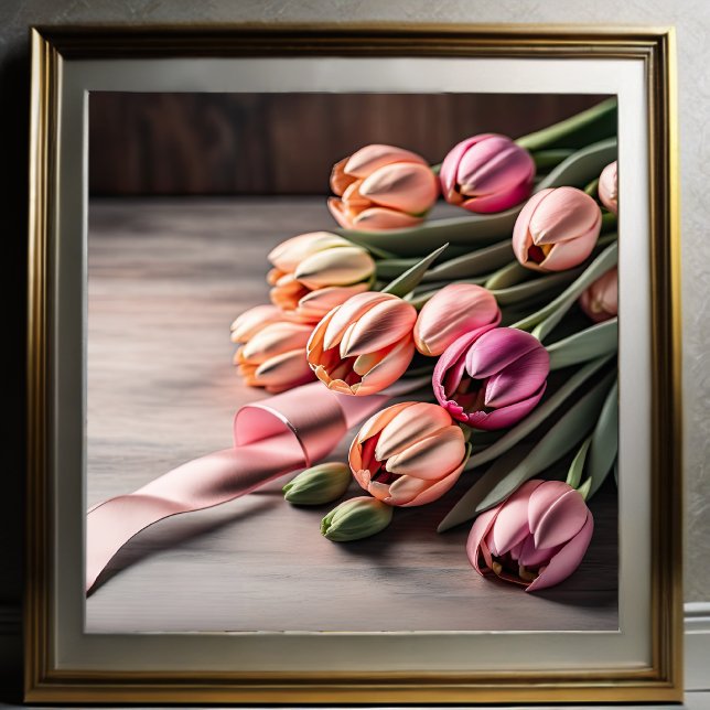 Poster Peinture de tulipes et de ruban (Créateur téléchargé)