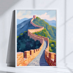 Poster Peinture de voyage de la Grande Muraille de Chine