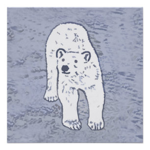 Poster Peinture d'ours polaire sur glace - Art original d