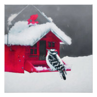 Peinture Downy Woodpecker - Art original pour oise