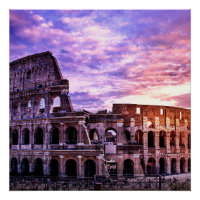 Peinture du Colisée à Rome au coucher du soleil