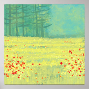 Poster Peinture du paysage de prairie