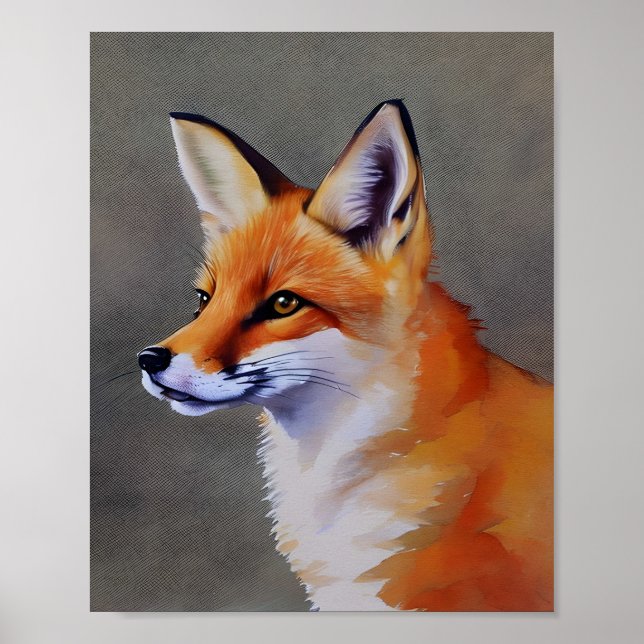 Poster Peinture d'un animal renard (Devant)
