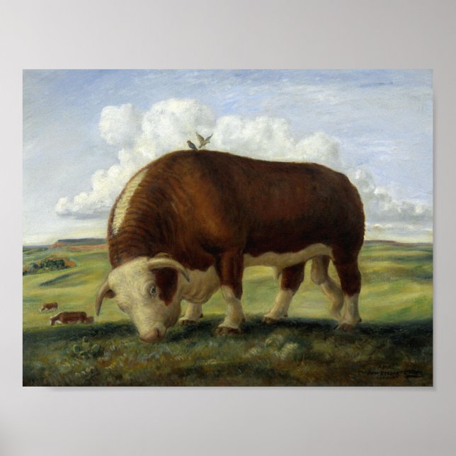 Poster Peinture d'un taureau de Hereford (Devant)